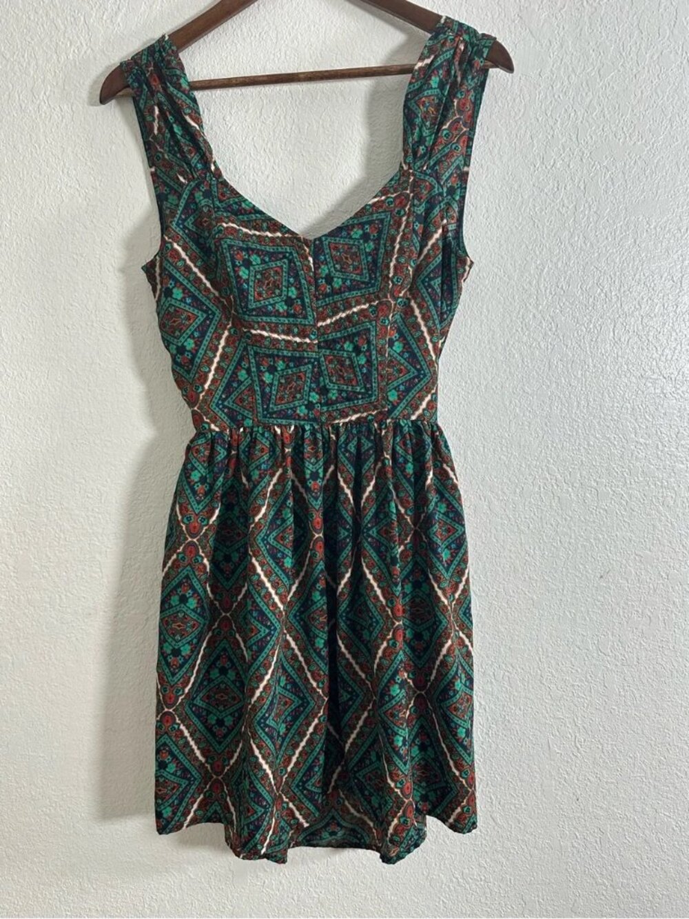 Band of Gypsies Boho Tie Back Mini Dress with Back Cut Out Size L